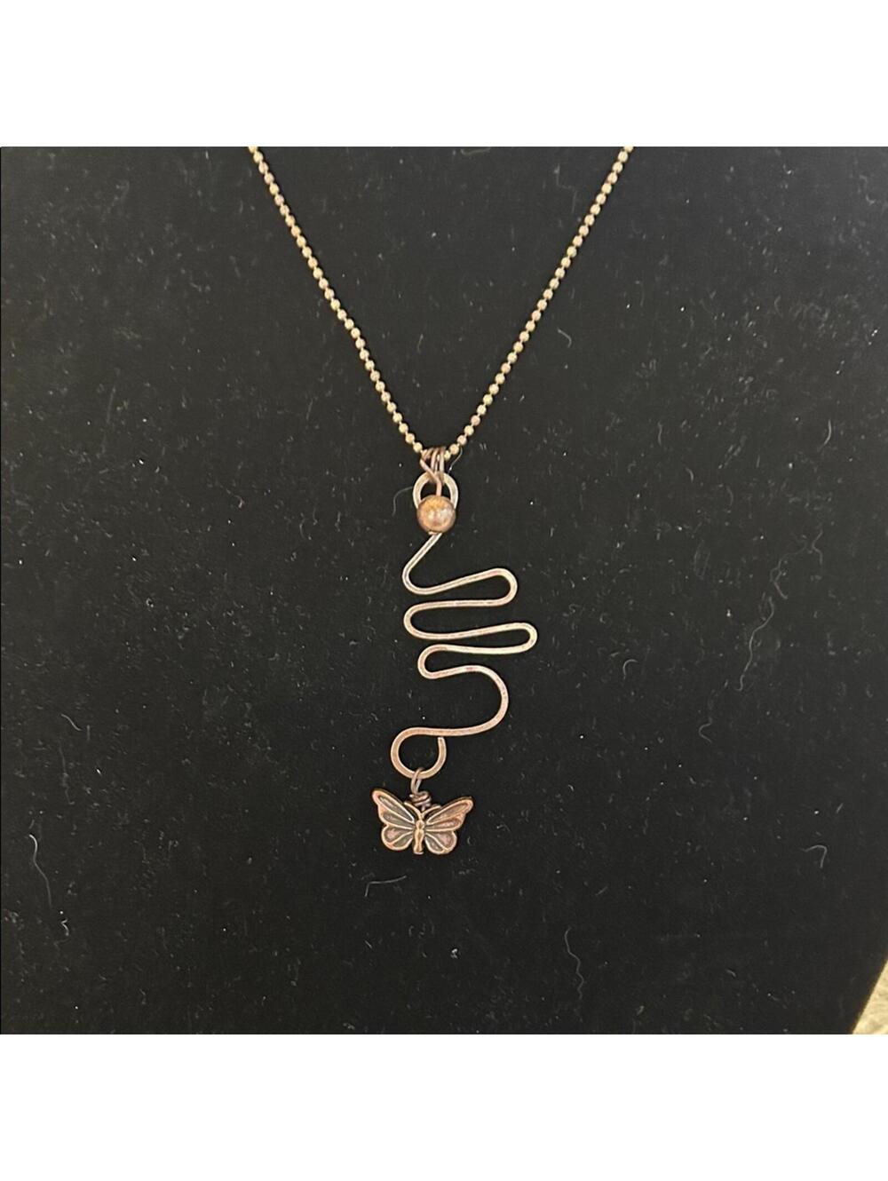 Handmade Copper Butterfly Pendant Necklace